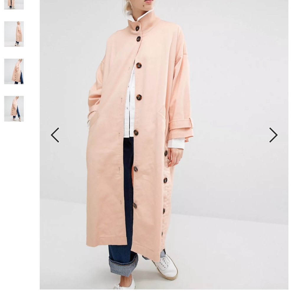 Monki Button Funnel Neck Coat
